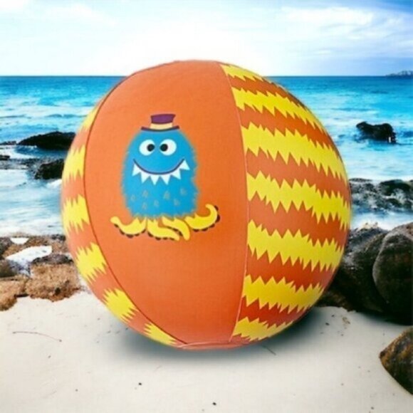 Inflatable Monster Beach Ball Orange Yellow - Picture 1 of 2
